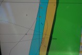 Nuestro track registrado en el GPS, cuando estuvimos cerca de caer sobre la costa.