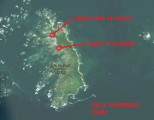 Sitio de hallazgo del "H­ugo Boss" en isla torped­o­­­­, a aprox. 20.000 km del sitio donde se perdió.